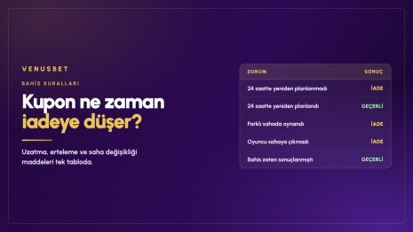Venusbet Bahis Kuralları: İade, Uzatma ve Tavan Maddeleri