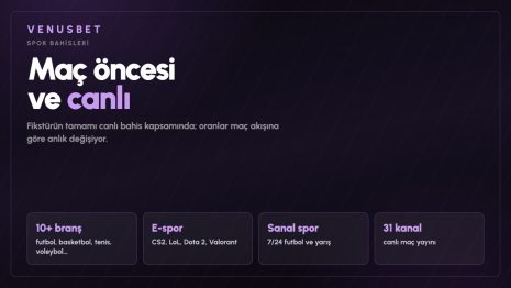 Venusbet Spor Bahisleri: Canlı Bahis ve E-Spor