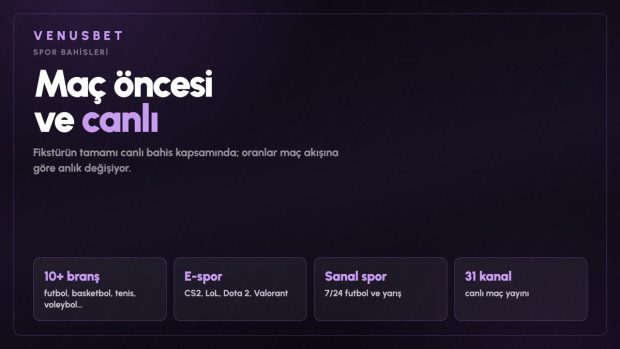 Venusbet Spor Bahisleri: Canlı Bahis ve E-Spor